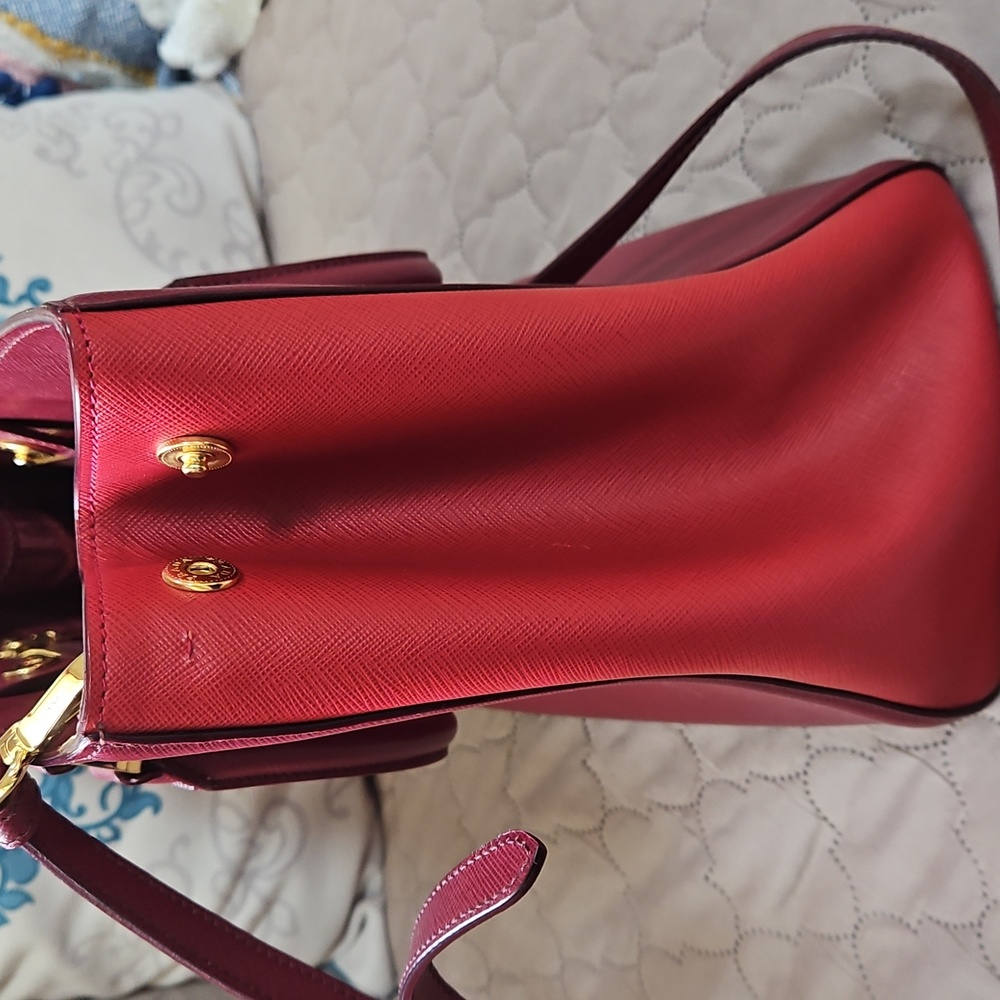 Prada Burgundy Leather Tote Bag - Picture 7 of 13